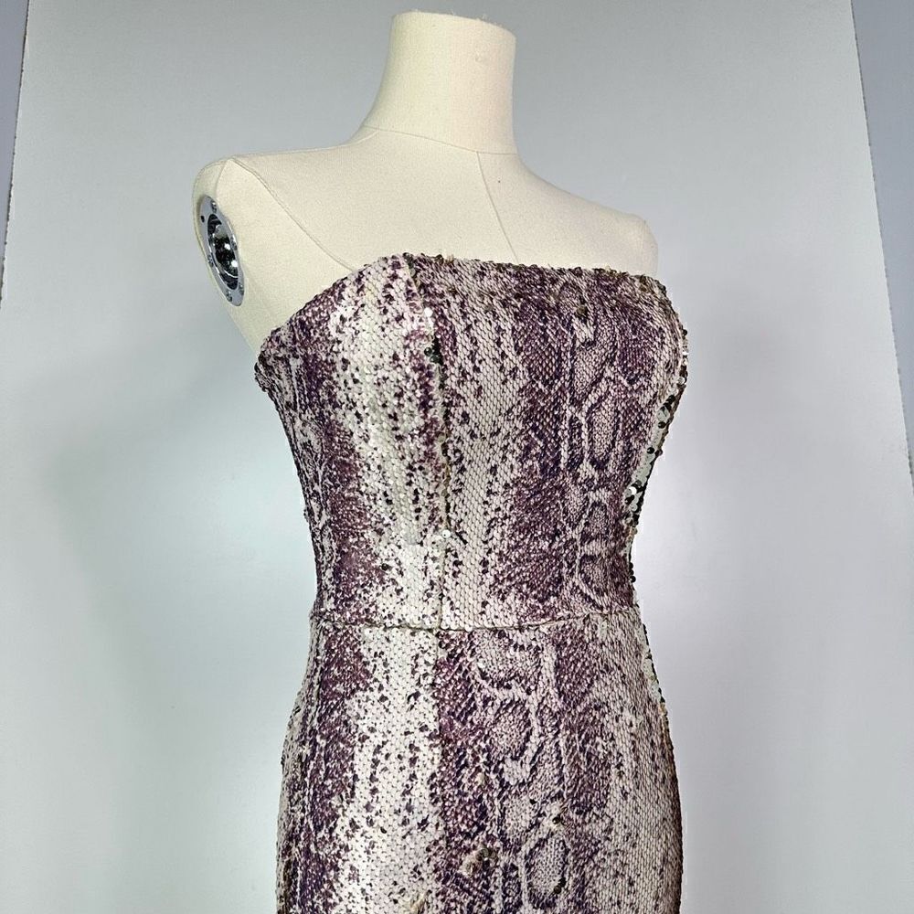 Dress the Population Strapless Sequin Snake-Print Midi Dress Size XXS .Mob Wife. - Picture 6 of 15